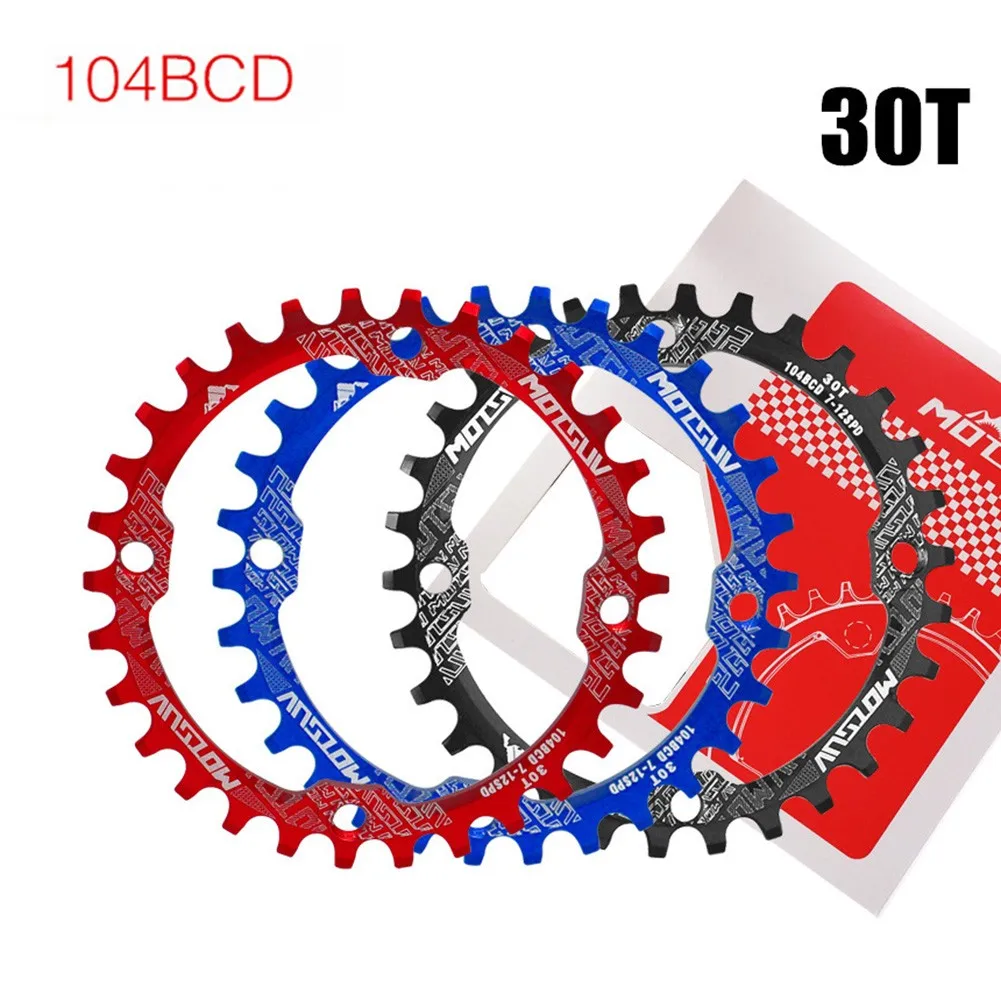 

Aluminum Alloy 104BCD MTB MTB Bike Chainring Bolts Round Narrow Wide Chain Ring 30T Negative Tooth Single Disc