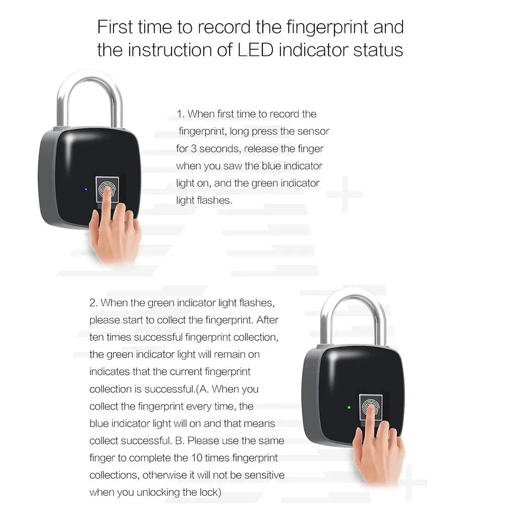 

P3 Smart Fingerprint Lock Ip66 Waterproof Keyless Usb Charging Door Smart Anti-theft Padlock Quickly Unlock For Suitcase Door