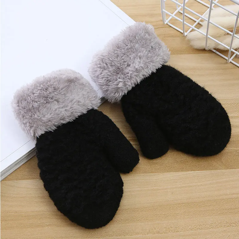 

1 pair Children Outdoor Mittens Plush Fur gloves for girl boy autumn winter glove non slip breathable mitten Christmas gift