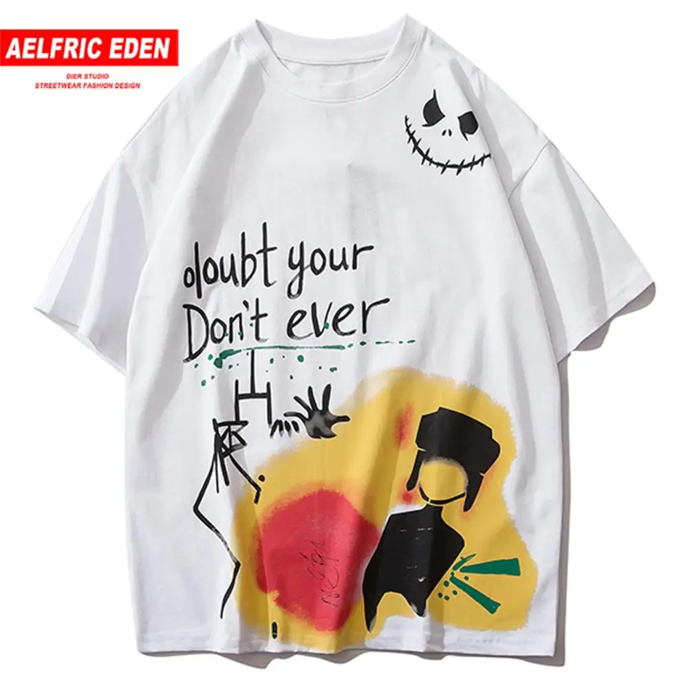 Aelfric Eden футболка в стиле хип хоп с принтом граффити для мужчин 2020SS хлопок Японский