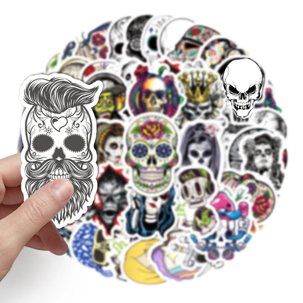 103050pcs horror gothic rock skull sticker skateboard laptop motorcycle phone bike luggage cool graffiti sticker decal kid toy free global shipping