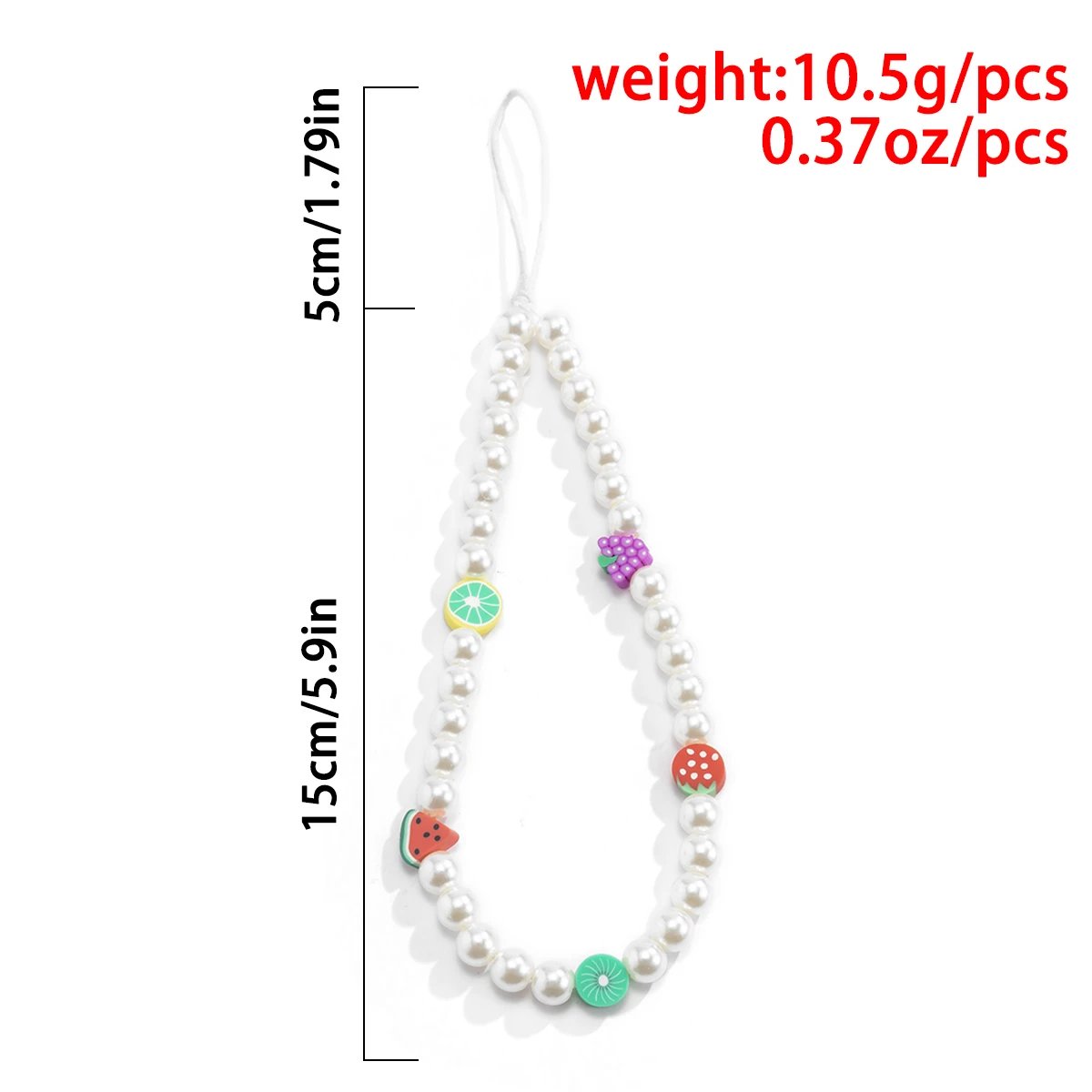 

Ingemark 2021 New Trendy Colorful Fruit Beads Chain Mobile Apple Phone Chain Anti-lost Handmade Acrylic Cord Lanyard for Women