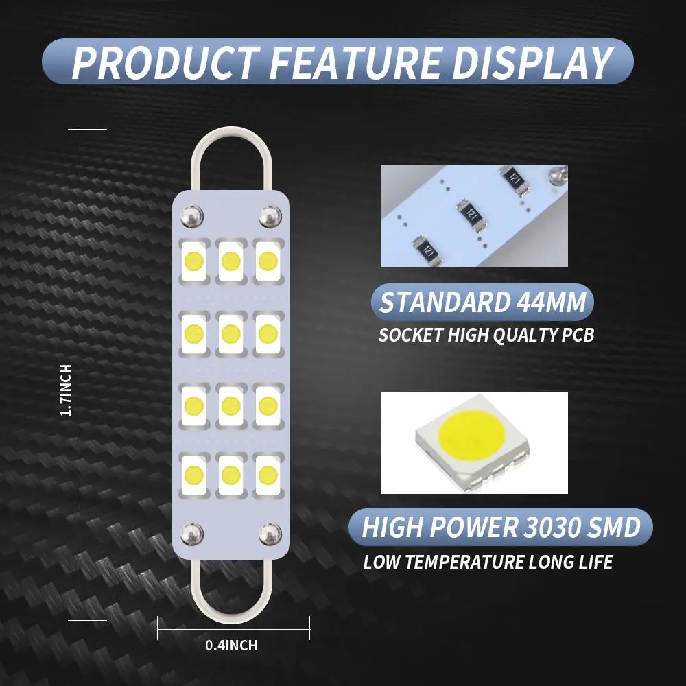 

Led Bulb 44mm-12smd-3030 Bright White Bulb with Rigid Loop Lights for Reading