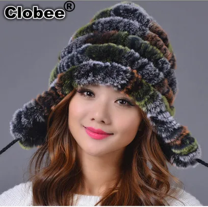 Верхняя одежда зимние толстые меховые вязаные шапки из кроличьего меха Рекс