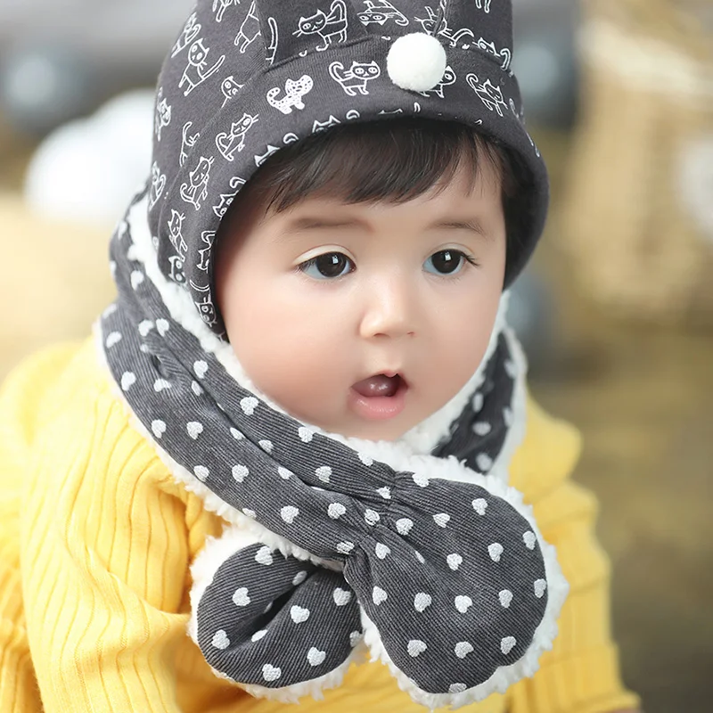 Детский зимний плотный вельветовый шарф с шерстяным воротником Детские