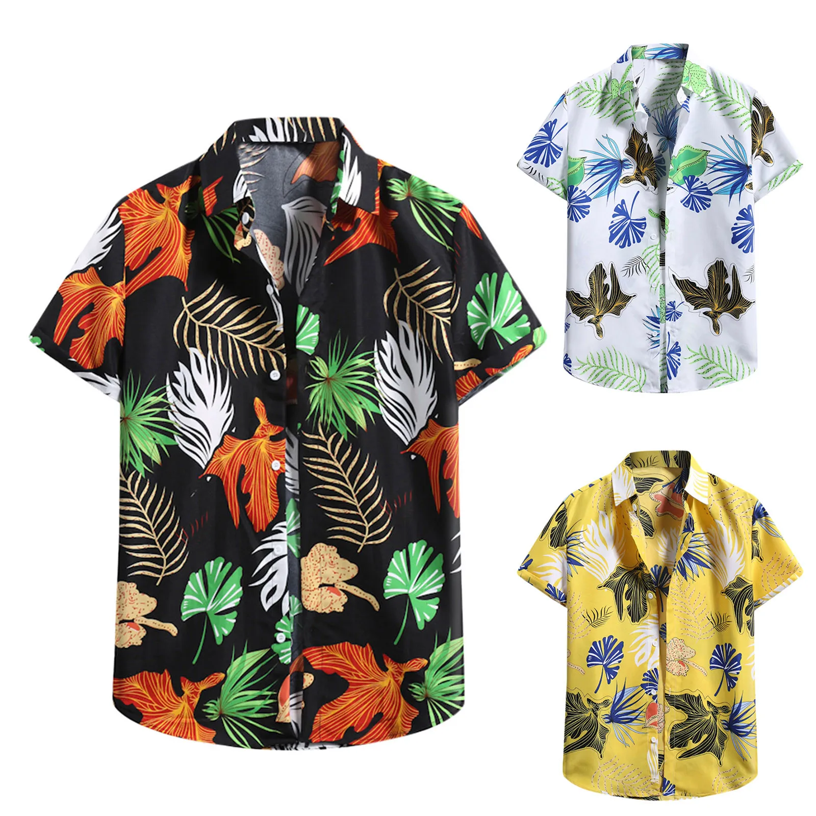

Мужская рубашка, летняя модная повседневная гавайская рубашка с цветами, футболка с коротким рукавом, Высококачественная Мужская блузка, т...