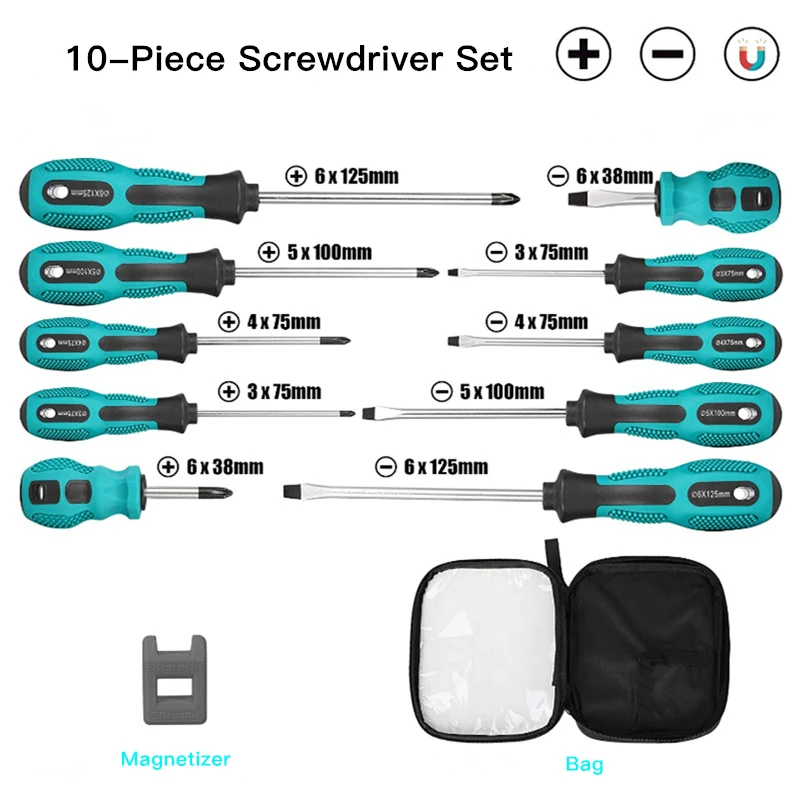 

New Insulated Screwdriver Set Multi-Bit Tools Screwdrivers Home Repair Kit Screw Driver Cross-Shaped Magnetic Bit Handle