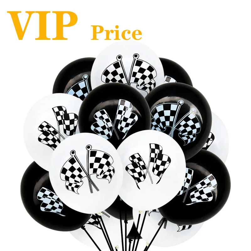 

70pcs Racing Flag Balloons Black White Checkered Race Car Theme Birthday Party Decor Ballons Kids Toy globos Wholesale Price
