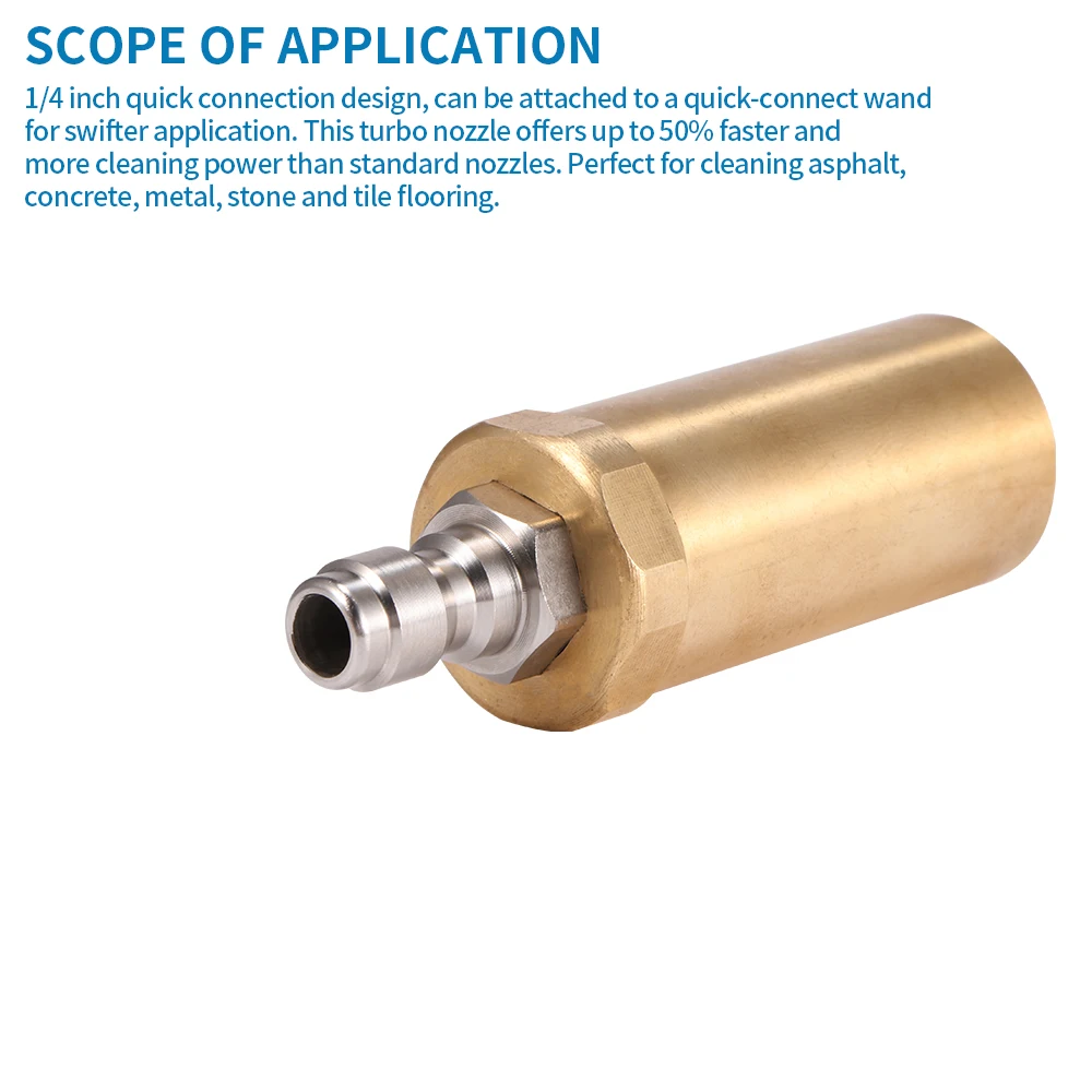 

1pc 1.2 Diameter Rotary Golden Car Washing Pressure Washer Rotating 3600Psi Turbo Nozzle Car Accessories Copper Ceramic Material