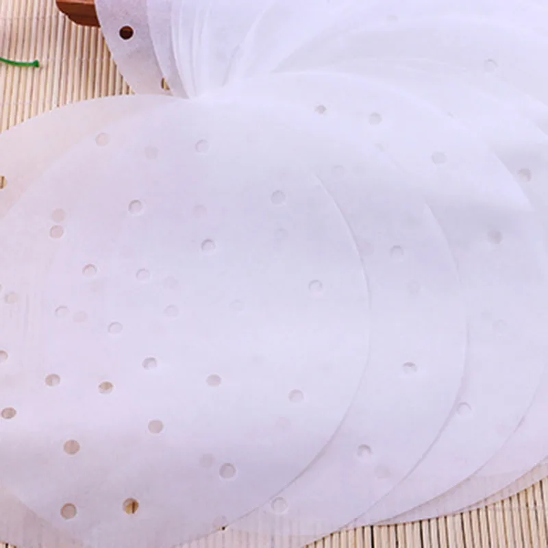 100 шт. перфорированная пергаментная круглая Бамбуковая Пароварка бумажные