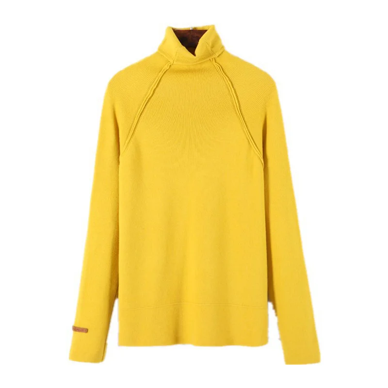

Autumn Winter Turtleneck Knitted Sweater Women Casual Long Thick Solid Full Sleeve Pullovers Sweater Top 2020 New CRRIFLZ
