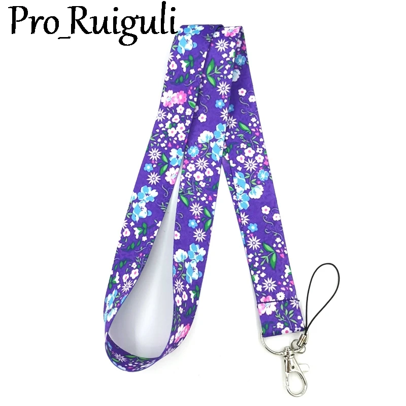 

Шнурок с фиолетовыми цветами для ключей, держатель для телефона, забавный шейный ремешок с брелоком, ID-карта, ленты «сделай сам» с животными,...