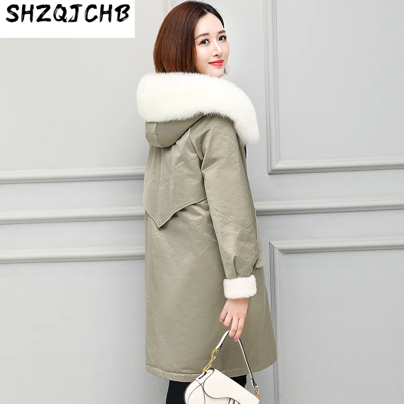 

SHZQ осень-зима новая Двусторонняя одежда для предотвращения женщин средней и длинной стрижки овечьей шерсти пальто меховая пуховая куртка