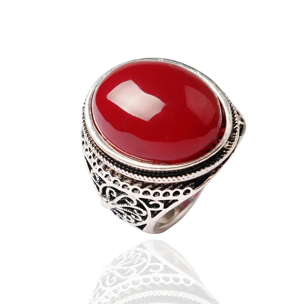 Кольца c черным камнем для мужчин большие овальные кольца женщин винтажная