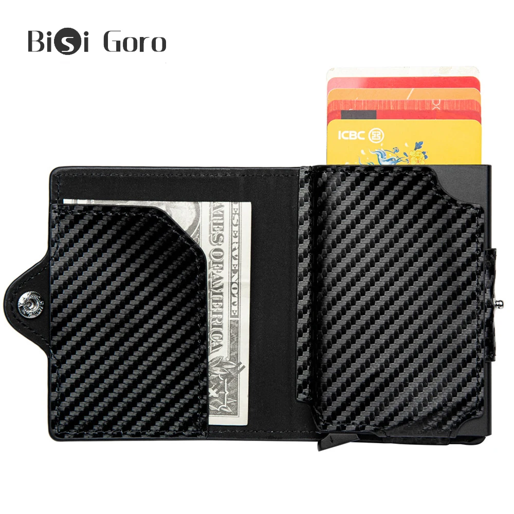 

Кошелек BISI GOROmen с RFID-блокировкой, держатель для карт, чехол, кожаный тонкий кошелек, Умный кошелек на молнии, деловой кошелек из 2021 искусствен...