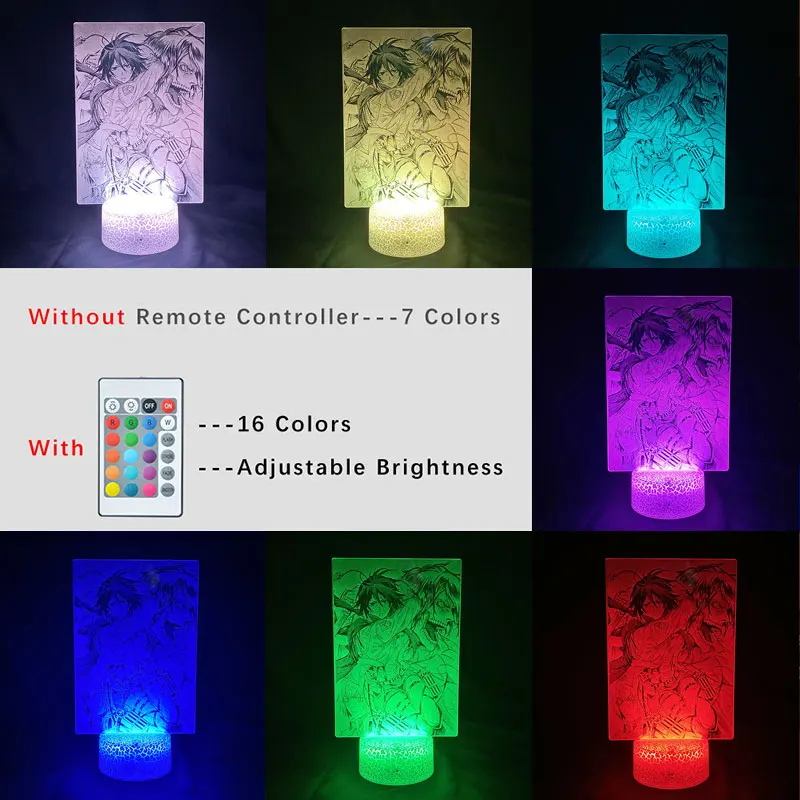 

3d Picture Lamp Attack on Titan Mikasa Ackerman Figure Kids Nightlight for Room Decor Led Color Changing Night Light Anime Gifts