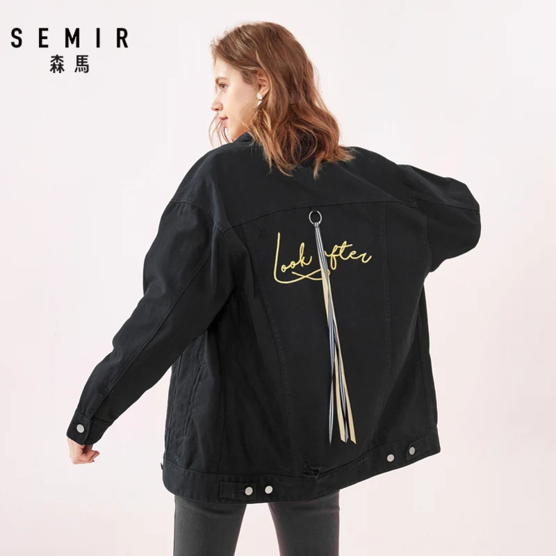 Куртка Semir женская с вышивкой свободный хлопковый пиджак лацканами в Корейском