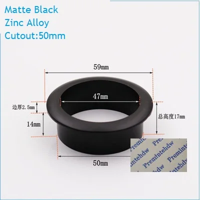 Zinc Black 50mm 4 шт./лот Матовый Черный Хром Цинк пластиковый настольный втулка фланец кабельный выход аккуратная Заглушка с отверстием для проводов щетка управления - Цвет: Zinc Black 50mm