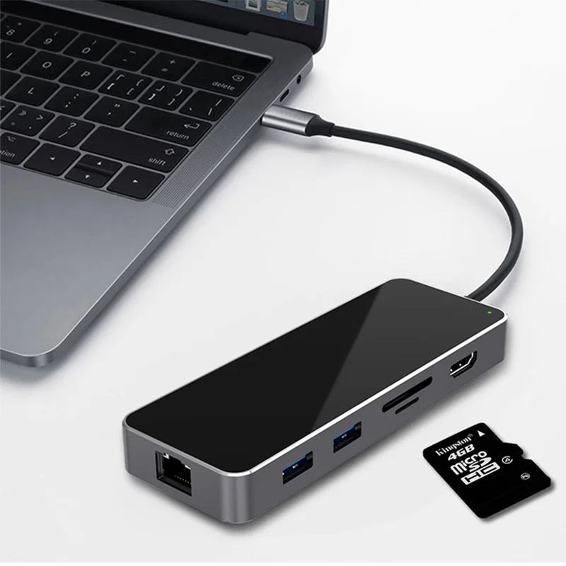 USB-C концентратор 11 в 1 type-c для нескольких USB 3,0 HDMI 4k RJ45 адаптер питания type C концентратор ВЦБ разветвитель для Macbook Pro Air