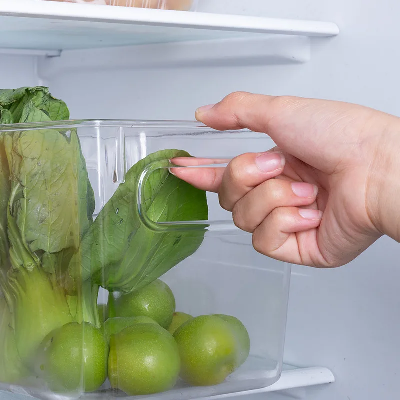

Set of 3 Clear Pantry Organizer Bins Household Plastic Food Storage Basket with Cutout Handles for Kitchen,Refrigerator