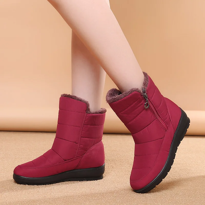2019 женские зимние ботинки теплые меховые на платформе с хлопковой подкладкой