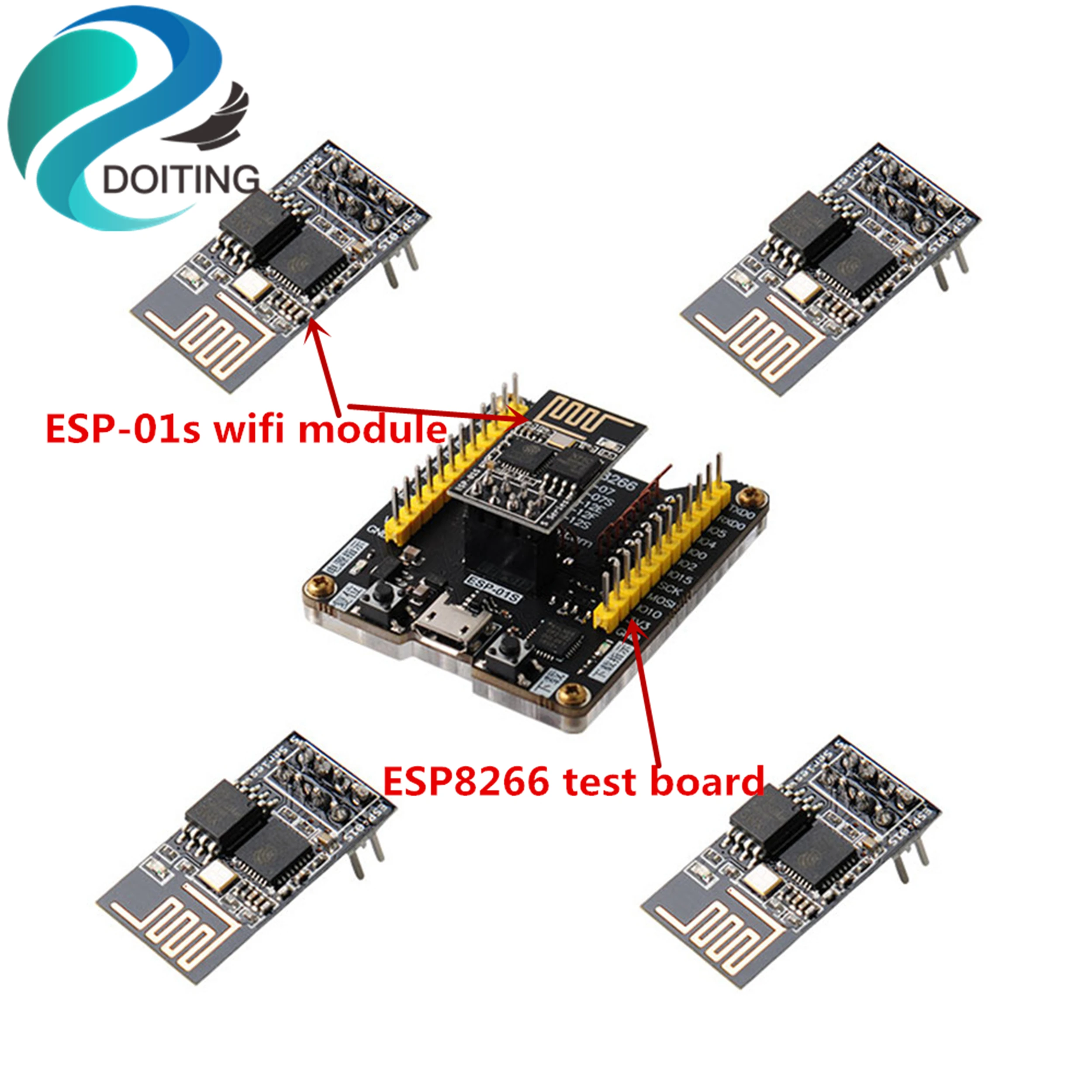 DOITING 5pcs ESP-01s Беспроводной Wi-Fi модуль + ESP8266 макетная плата серийный для