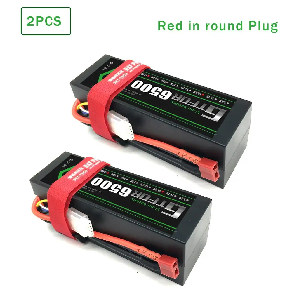 2PCS4S6500hardRed GTFDR Батарея Lipo 2S 4S 7,4 V 14,8 V 5200 7000mah 6500 45C 60C 100C MAX 200C Жесткий Чехол для 1:8 1:10 RC багги Truggy автомобиля - Цвет: 2PCS4S6500hardRed