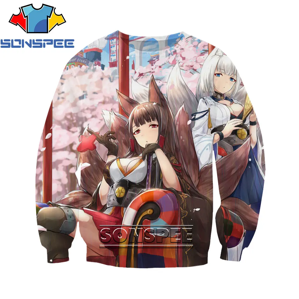 

SONSPEE 3D Anime Azur Lane Print Hoodie Autumn and Winter Men's Cartoon Sexy Loli Stockings Temptation Fashion Oversized T-shirt