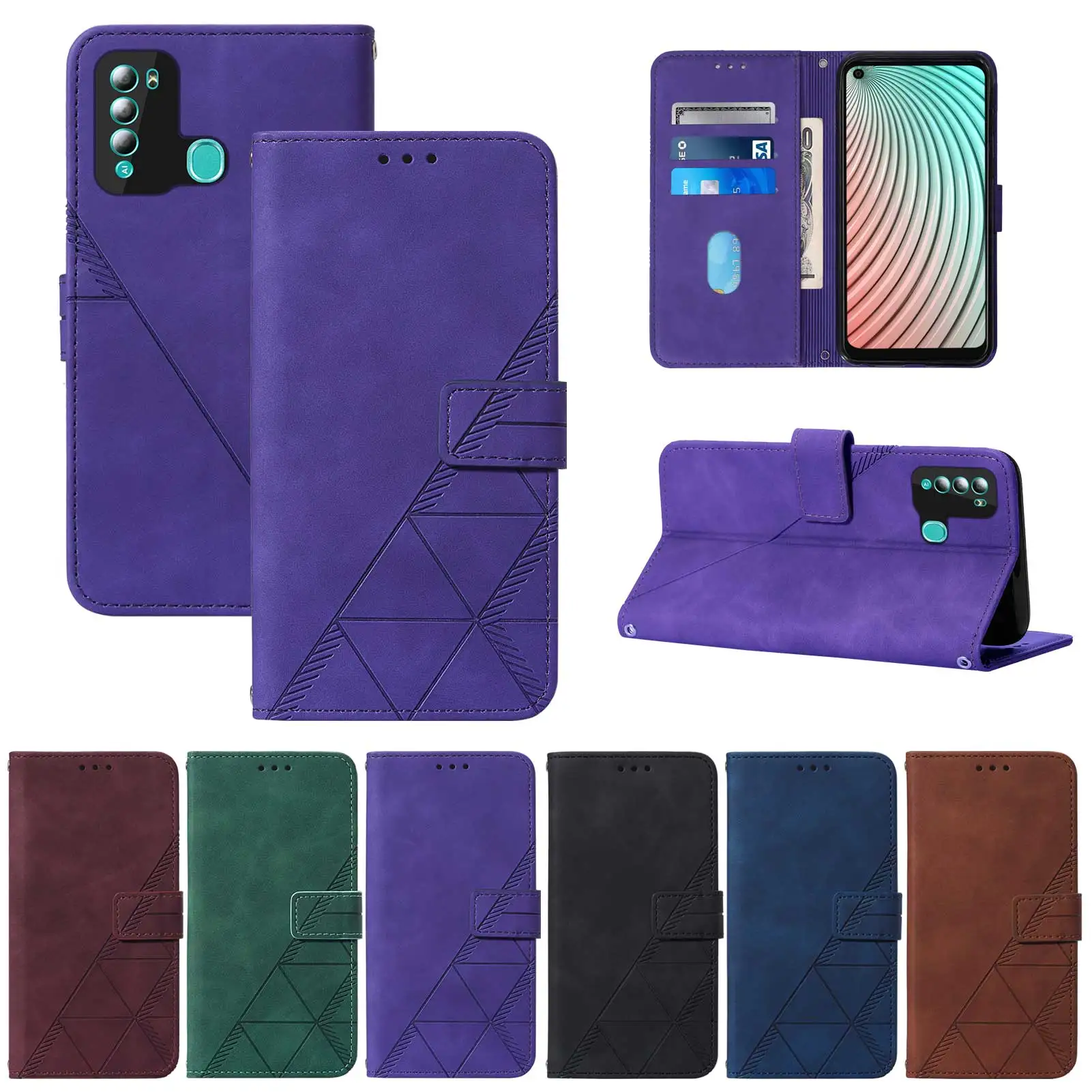 

Leather Case for Infinix Note 8 10 7 Itel P36 S16 Pro X687 HOT 10S 10T X690 Camon 16 Smart HD 2021 Smart 5 Wallet Flip Cover