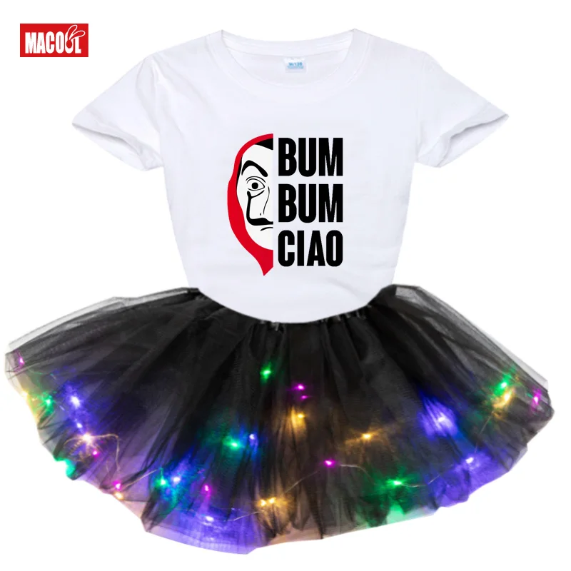 Платье пачка для девочек Одежда комплекты маленьких принцесс Летний комплект