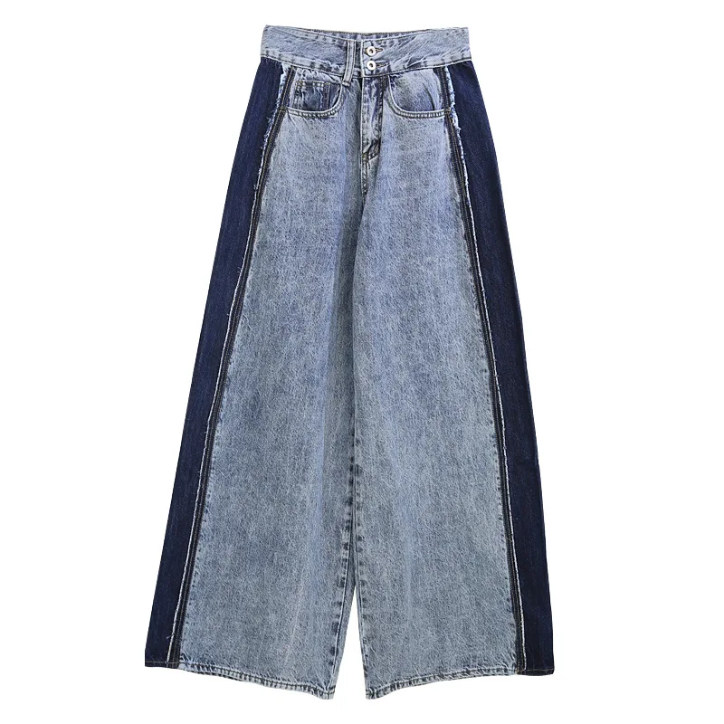 

QING MO Fashion Brand Women Denim Jeans 2020 Women Patchwork Pants Female Personality Wide Leg Pants ZQY4845