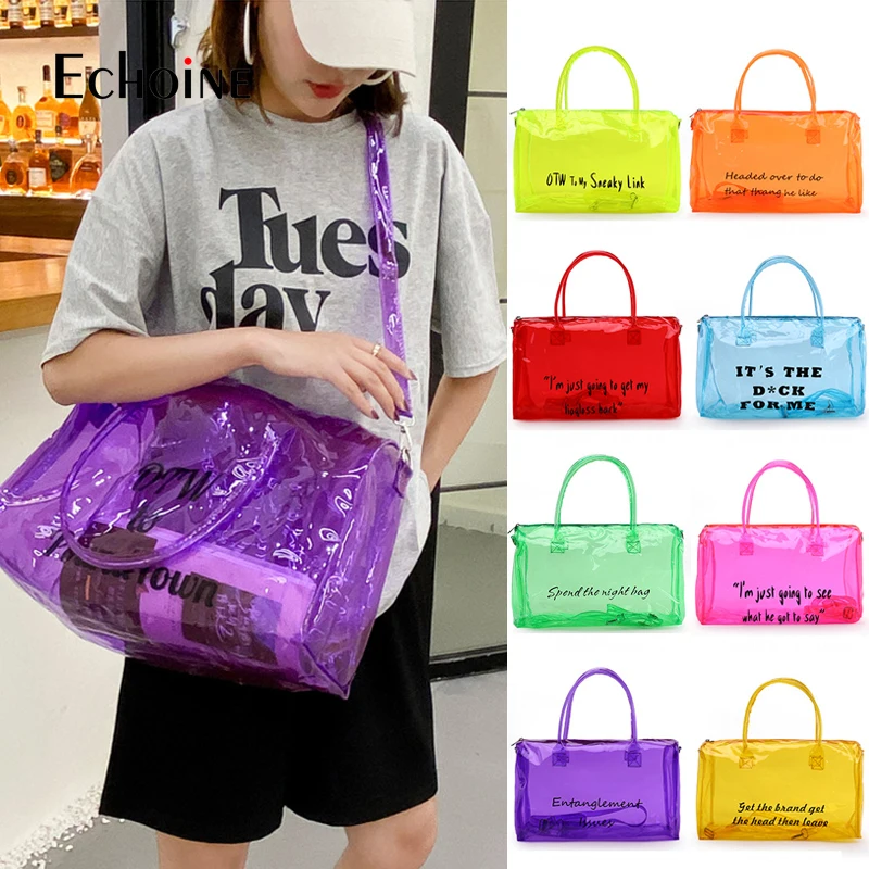 

Модная прозрачная пластиковая Пылезащитная дорожная сумка ecoine, женские Наплечные сумки с буквенным принтом, сумка для покупок, украшение д...