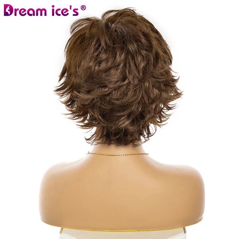 Короткие вьющиеся синтетические волнистые парики для женщин коричневый светлый