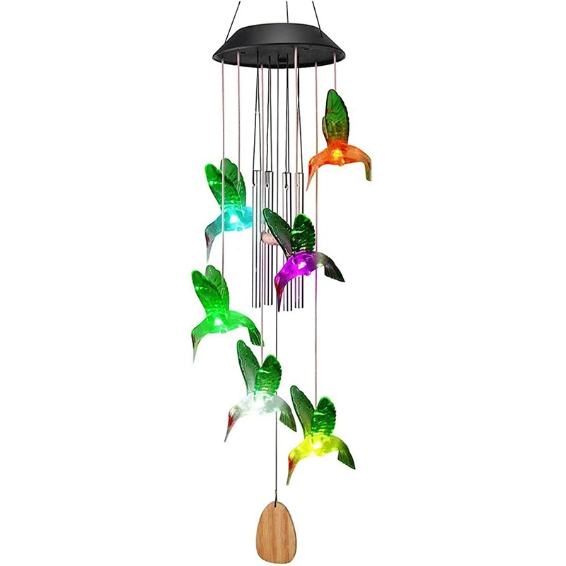 

Solar bird Wind Chime with Metal Tubes Color Changing LED Outdoor Hanging Decorative for Yard,Lawn,Garden,Etc