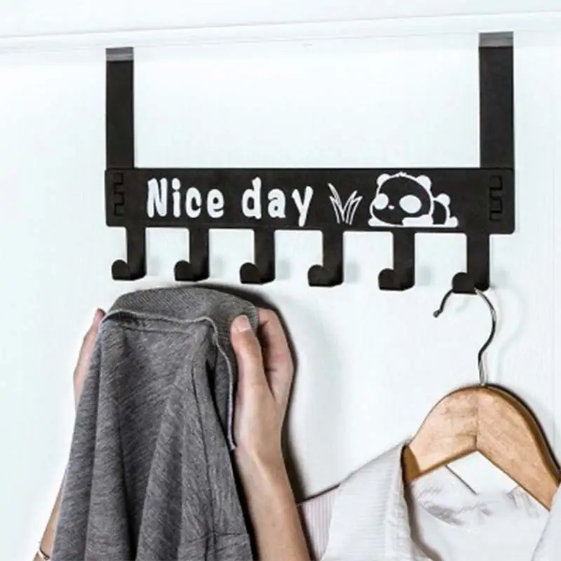 

6-Hook Bathroom Organizer Hanger Titanium Steel Home Kitchen Hooks Over Door Hanging Storage Rack Holder AUG889