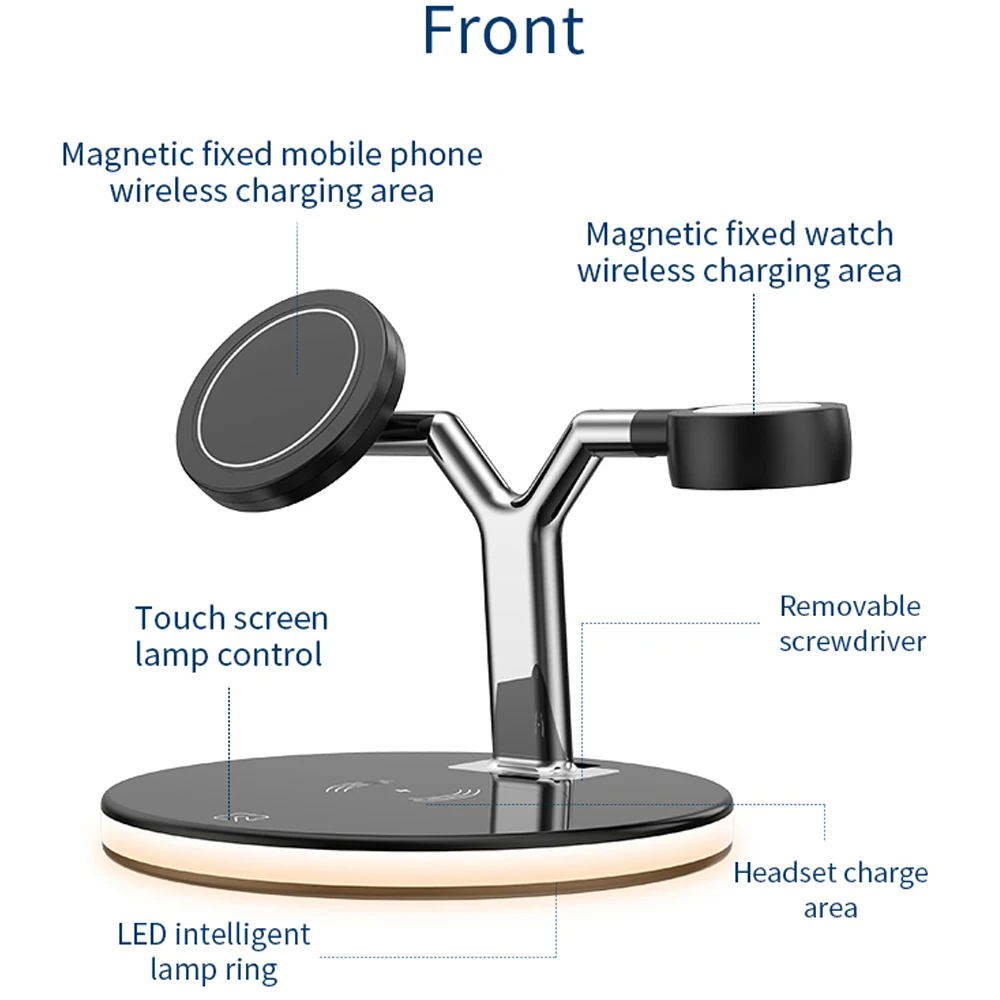 

15W QI 3 In 1 Magnetic Wireless Charger Dock Station For Magsafe Iphone 12/11FastCharging Station Apple Watch 6/5/4 Airpods Pro