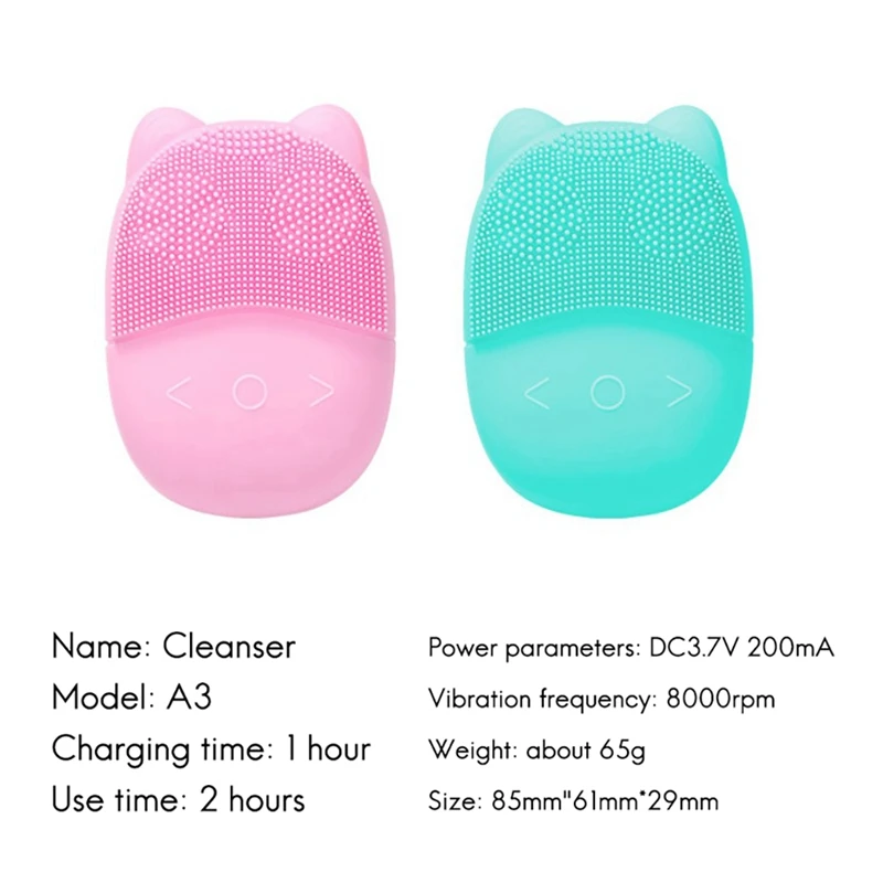 

Ultrasonic Silicone Electric Facial Cleansing Brush Sonic Face Cleanser Cleansing Skin Mini Washing Massager Brush