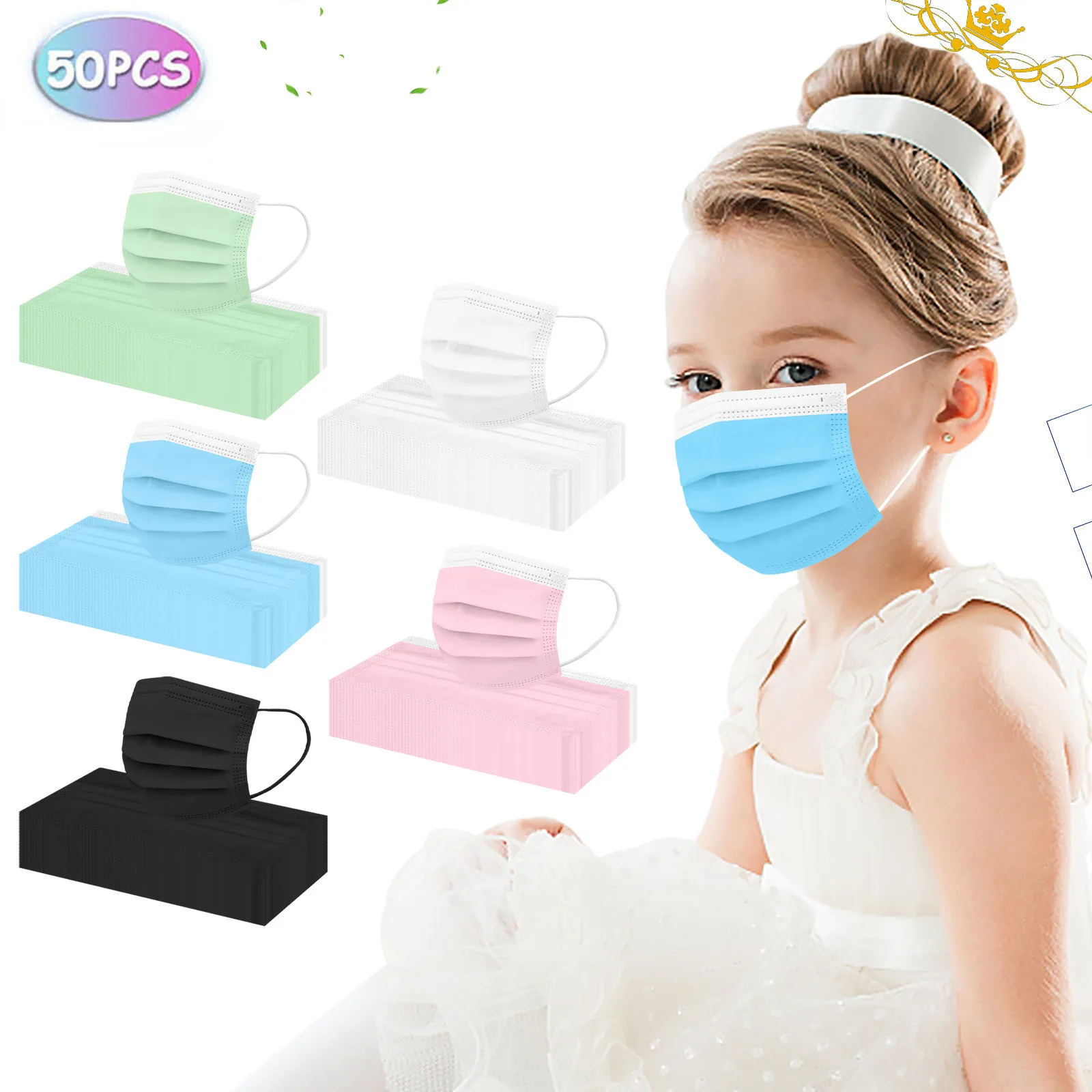 

50 Pcs Kids Disposable Mask 3 Ply Child Face Mouth Masks Breathable Mask For Face Kids Girl Masque Enfant Jetable