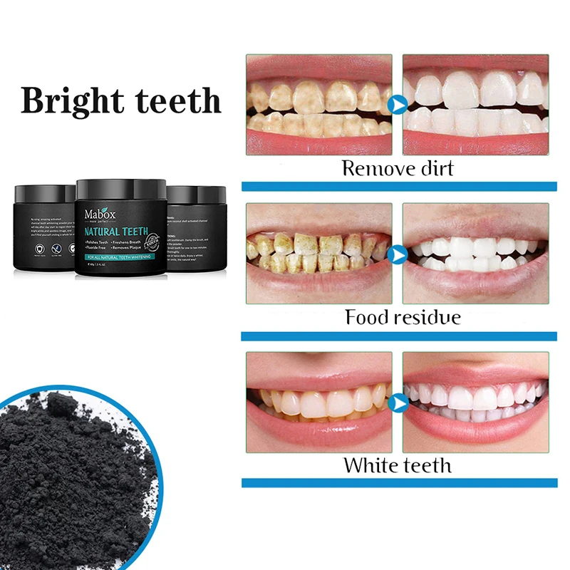 

60g Teeth Bright Whitening Oral Care Charcoal Powder Natural Activated Charcoal Removal Smoke stains Care Oral Hygiene