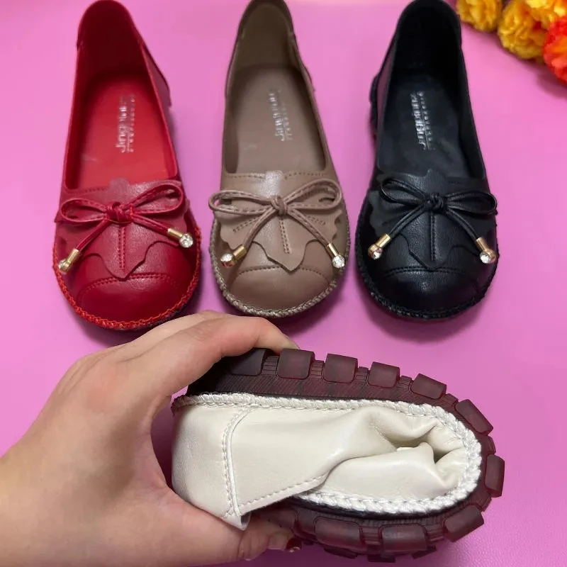 Лоферы женские кожаные удобные балетки Повседневная дышащая обувь плоская