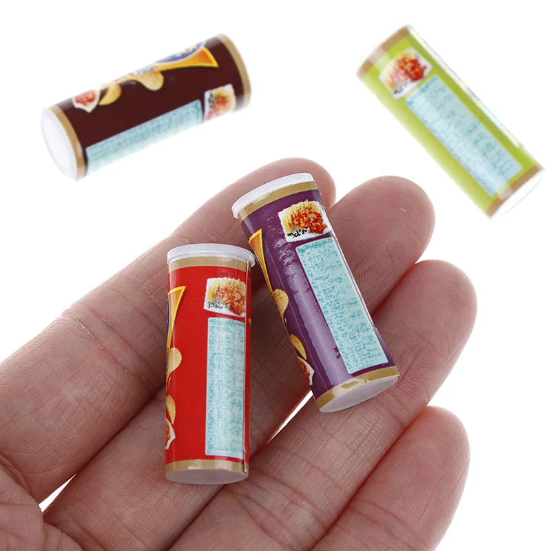 

4PCS 1:12 Cute Dollhouse Miniature Food Toy Potato Chips Bottles Variety Pack Dollhouse Kitchen Food Toy Accessories