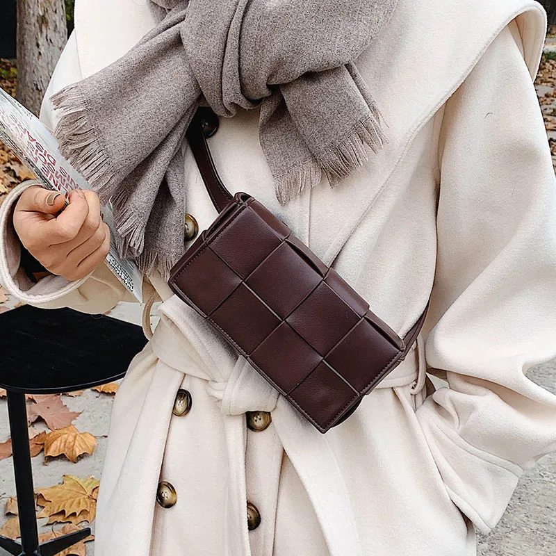 

Bags For Women Designer Belt Bags Woven Small Square Bag PU Leather Fanny Pack Bananka Fashion Shoulder Bag Belly Band Waist Bag