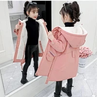 2021 new girls winter clothes pure cotton zipper detachable cap pie overcome thick cotton clothing teenager jacket