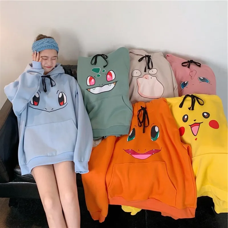 

New Autumn And Winter Long-sleeved Female Cartoon Pikachu Hoodie Female Japanese Anime Hoodie Cute Top Women