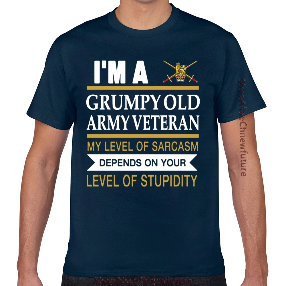 Топы Футболка Для мужчин I'm Сварливого старого Ветеран армии свой уровень