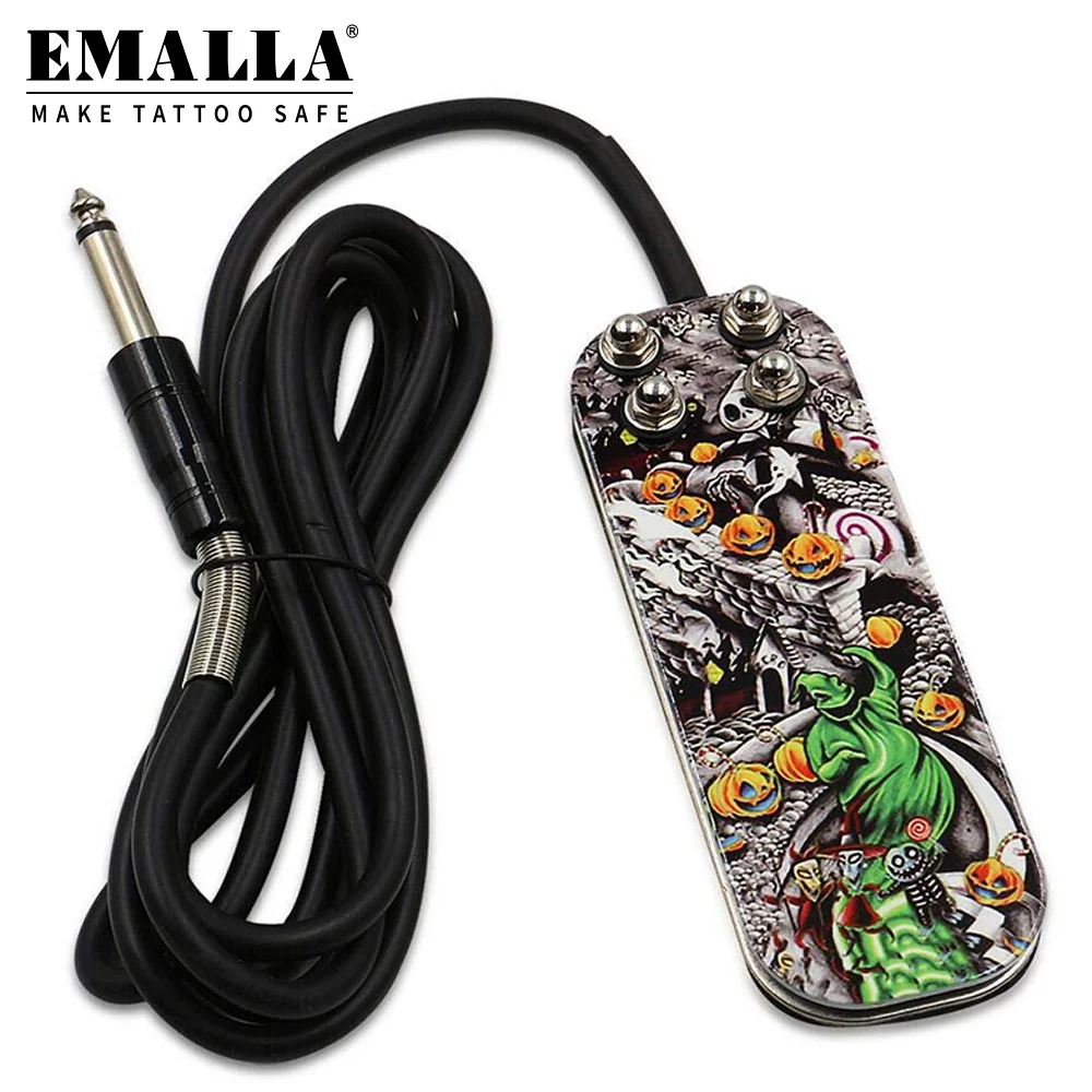 

EMALLA Tattoo Foot Pedal Stainless Steel Foot Pedal Switch With 5.9Ft Fireproof Silicon Soft Wire Power Cord Tattoo Power Supply