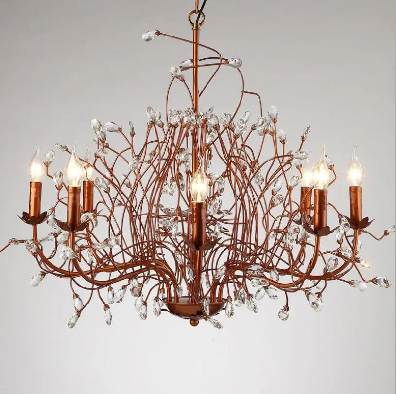 Французский кантри Хрустальная Подвесная лампа современный магазин одежды