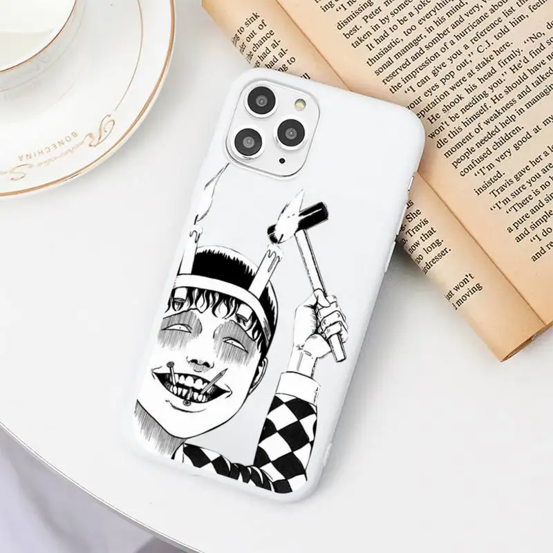 

Junji Ito Collection Tees Phone Case Candy Color White for iPhone 11 pro XS MAX 8 7 6 6S Plus X 5S SE 2020 XR