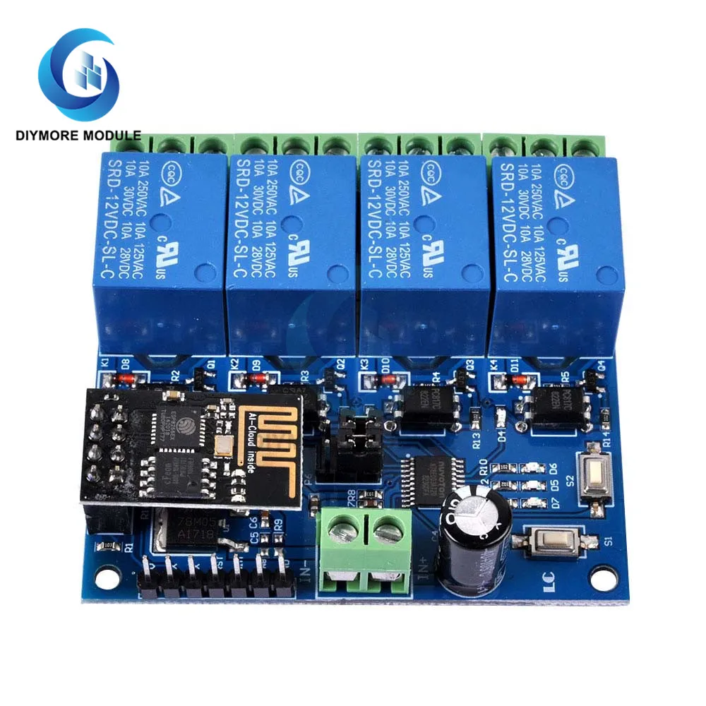 DC 12V реле Wi Fi модуль 4 канала ESP8266 ESP 01 Беспроводной плате с помощью приложения на