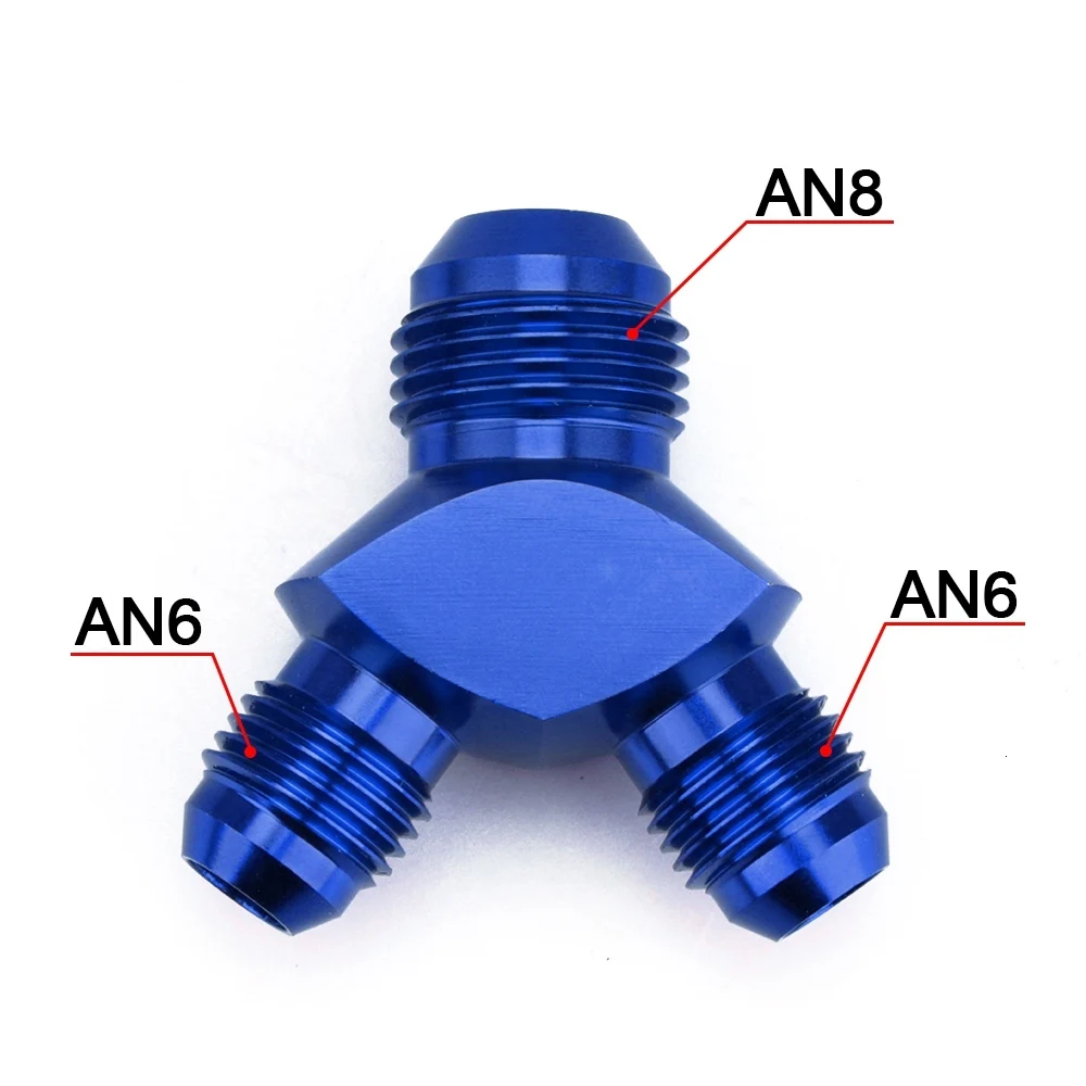 AN6-AN8 BLUE AN6 AN8 AN10 Алюминиевый Y Блок адаптер фитинги адаптер Черный Y Тип нефтяной трубы соединение - Цвет: AN6-AN8 BLUE